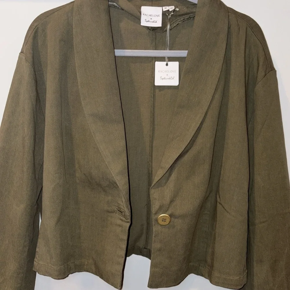 Splendid NWT Cropped Blazer Single Button Size XL Olive Green
